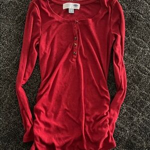Maternity Old Navy Red Button-Up Long Sleeve Tee